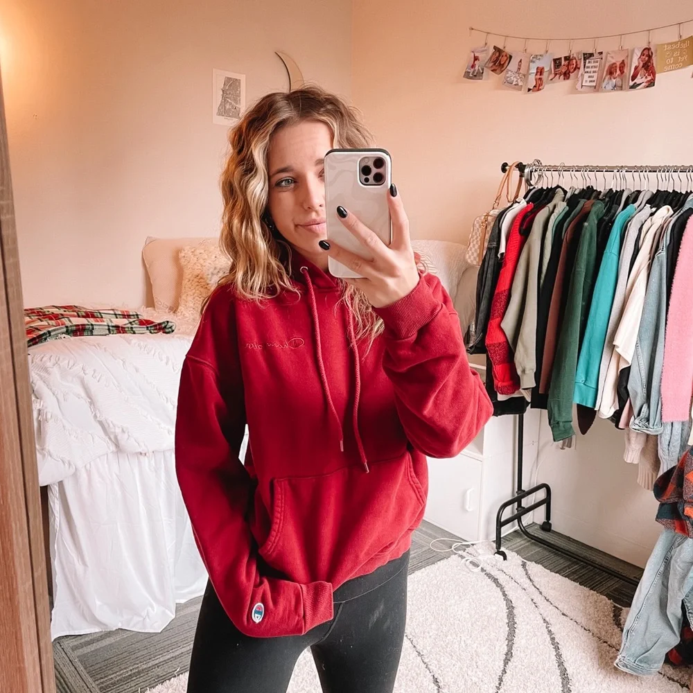 Champion Dark Red Reverse Weave Hoodie!!